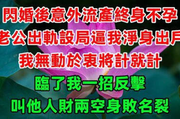 閃婚後意外流產終身不孕，老公出軌按摩女，設局逼我淨身出戶，我無動於衷將計就計，臨了我一招反擊，叫他人財兩空身敗名裂 | 蝴蝶家庭說 #落日溫情 #淺讀人生 #幸福人生 #為人處世 ##情感故事