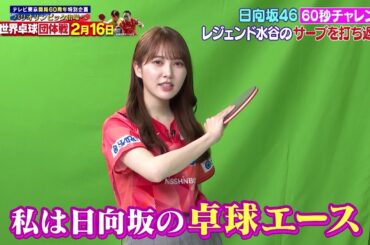 【60秒チャレンジ】日向坂46 加藤史帆｜レジェンド水谷のサーブを打ち返せ！