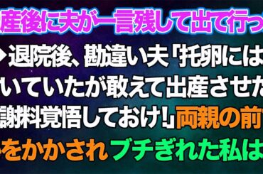 【スカッとする話】出産後に夫が一言残して出て行った→退院後、勘違い夫「托卵には気付いていたが敢えて出産させた！慰謝料覚悟しておけ！」両親の前で恥をかかされブチぎれた私は...