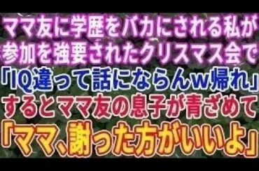 【スカッと総集編】子供の学歴マウントがうざいママ友。仕方なく参加したクリスマス会で「IQが違い過ぎると話にならないｗ帰って」→帰ろうとすると、ママ友息子が青ざめて「ママ、この人知らないの？」【修羅場】