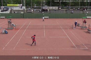 2023年 全日本ジュニアソフトテニス選手権大会 女子U-20 シングルス 予選リーグ 大野栞(日本学連 明治大学) 対 髙橋ひかる(日本学連 日本体育大学)