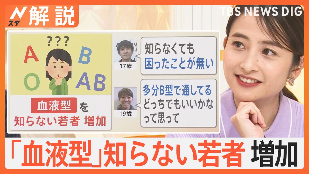 「知らなくても困ったことがない」血液型を知らない人が増加 調べてみたら…“血液型と性格”に科学的根拠なし【Nスタ解説】|TBS NEWS DIG Moe Zine 「知らなくても困ったことがない」血液型を知らない人が増加 調べてみたら…“血液型と性格”に科学的根拠なし【Nスタ解説】|TBS NEWS DIG Moe Zine