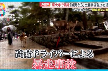 【なぜ】世界遺産・東大寺参道で車が暴走し観光客2人死傷 土産物店主(79)「踏み間違えた…」【めざまし８ニュース】