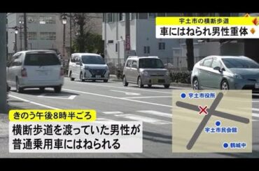横断歩道を渡っていた男性が車にはねられ重体【熊本】 (24/02/24 19:00)