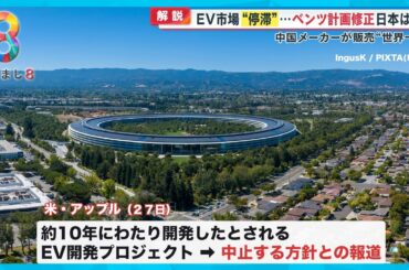 【日本どうする】ＥＶ市場世界的に“停滞”か？ベンツは修正・アップルは断念…【めざまし８ニュース】