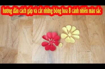 hướng dãn cách gấp và cắt những bông hoa 8 cánh nhiều màu sắc