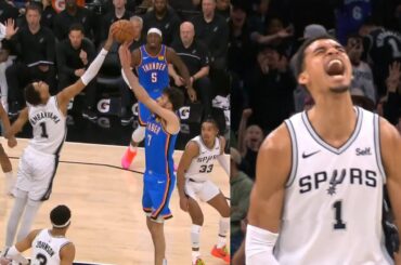Victor Wembanyama stares down OKC bench after clutch 3 then blocks Chet Holmgren 🔥