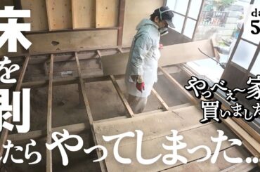 【作業50日目】エグイ量の土埃と格闘！床を剝がしてみたら、やらかしてしまうDIY夫婦。