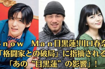 Ｓｎｏｗ　Ｍａｎ目黒蓮!川口春奈「格闘家との破局」に指摘される「あの“目黒蓮”の影響」!