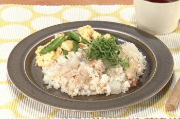 【3分クッキング公式】鶏肉と大根のピラフ／スナップえんどうスクランブルエッグ