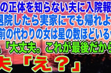【スカッとする話】私の正体を知らない夫に入院報告「退院したら実家にでも帰れよwお前の代わりの女は星の数ほどいるw」私「大丈夫。これが最後だから」夫「え？」