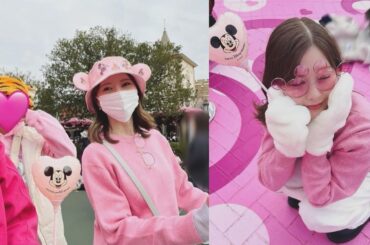 ｢遭遇したい｣｢かわいすぎる｣白石麻衣、全身ピンクで友人とディズニーランドを満喫