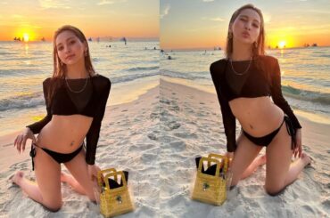 ゆきぽよ、ボラカイ島のサンセットビーチで美スタイルの水着姿を披露