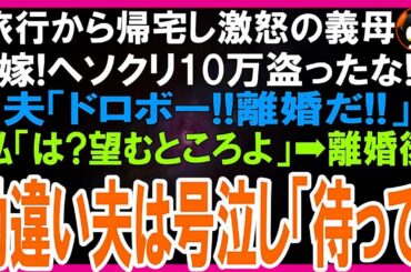 【スカッとする話】旅行から帰宅するなり義母の怒声「嫁！ヘソクリ10万盗ったな！」夫「ドロボー！離婚だ！」見に覚えのない私「は？いいのね？望むところよｗ」→離婚後、勘違