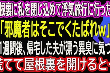 【スカッと総集編】屋根裏に私を閉じ込めて浮気旅行に行った夫「邪魔者はそこでくたばれw」→1週間後、帰宅した夫が漂う異臭に気づき慌てて屋根裏を開けると…