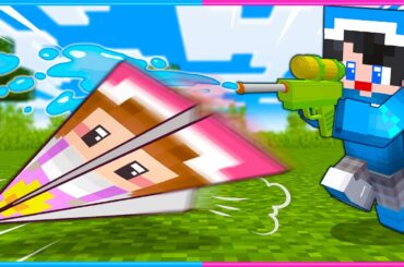 紙飛行機vs水鉄砲でマインクラフト🧻🔫【 マイクラ / Minecraft  】
