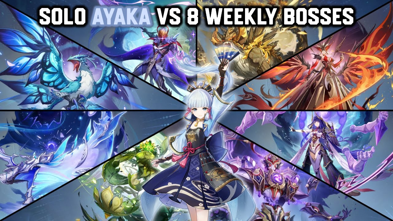 Solo C0R1 Ayaka vs 8 Weekly Bosses Without Food Buff | Genshin Impact Solo C0R1 Ayaka vs 8 Weekly Bosses Without Food Buff | Genshin Impact