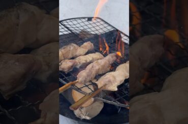 炭火で作る焼き鳥が最高!! / Yakitori made over charcoal is the best!! #shorts #outdoor #asmr