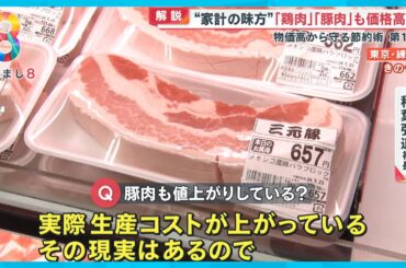 「スーパーは逆向きに」牛肉に続き豚肉・鶏肉も高騰…物価高から家計を守る節約術【めざまし８ニュース】