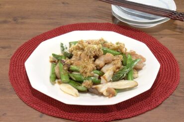 【3分クッキング公式】鶏肉とアスパラの油淋鶏風／トマトの香味だれ