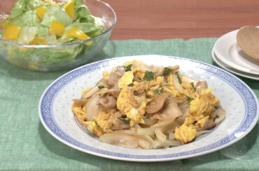 【3分クッキング公式】豚バラの青じそ卵炒め／レタスとパプリカのサラダ