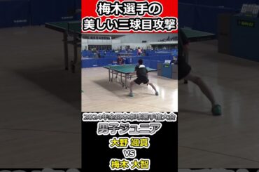 【全日本卓球2024】梅木選手の三球目攻撃が美しいく強力！【梅木大智vs大野颯真】#shorts #short #卓球#pingpong #tabletennis