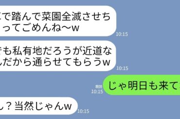 【LINE】うちの私有地の菜園を毎朝近道にして車で踏み散らしていく近所のDQNママ「ちょっと通っただけで騒ぐなw」→翌日、巨大な落とし穴を掘って生セメント入れといた結果www