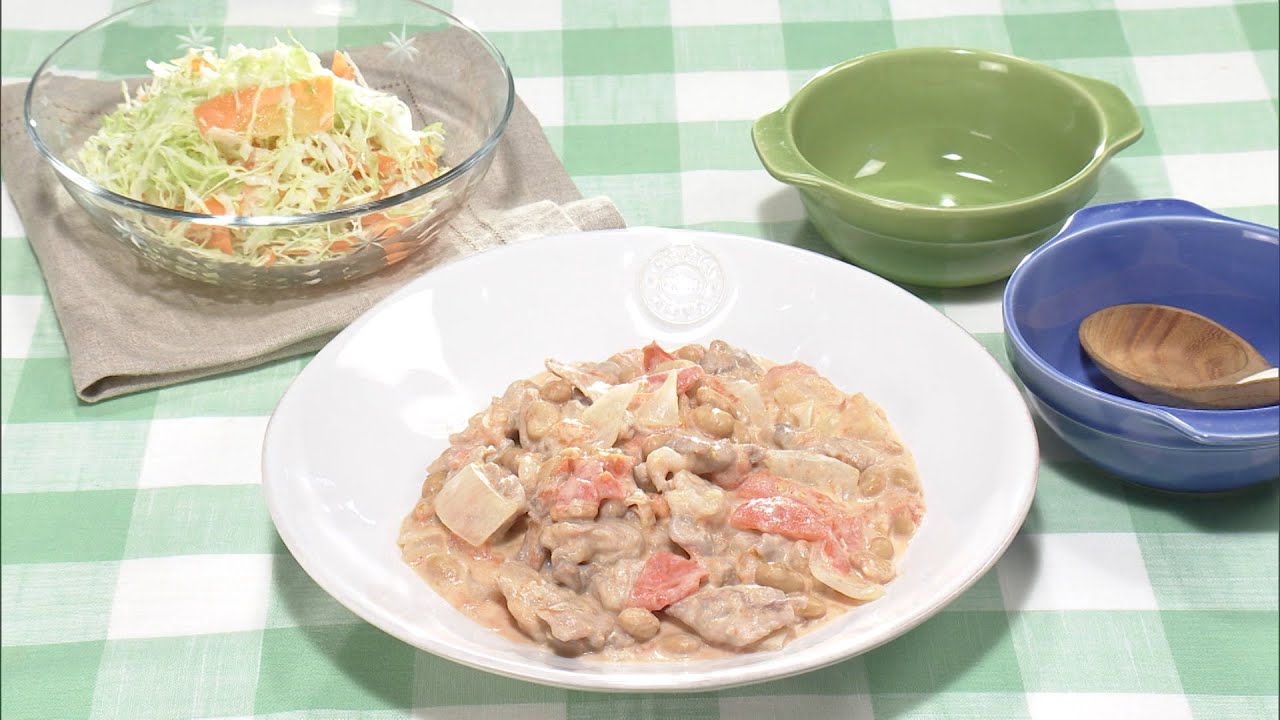 【3分クッキング公式】豚こまとトマトのクリームチーズ蒸し/ふわふわキャベツサラダ 【3分クッキング公式】豚こまとトマトのクリームチーズ蒸し/ふわふわキャベツサラダ