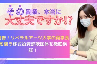 警告！リベラルアーツ大学の両学長を装う株式投資詐欺団体を徹底検証！