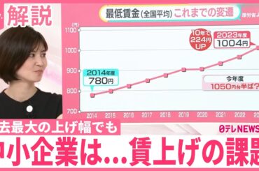 【専門家に聞く】「最低賃金」1050円台半ばに？──上げ幅“過去最大”でも物価上昇に追いつかず  理想は…【#みんなのギモン】
