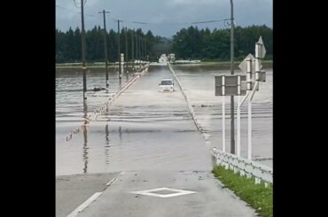 【大雨】視聴者投稿 大仙市内小友で道路冠水