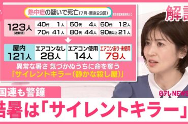 【国連も警鐘】静かに命を…酷暑は「サイレントキラー」 対策改善で53兆円分の効果も 暑さは新しいフェーズに？【#みんなのギモン】