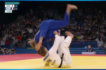 【柔道女子】巴投げ一閃！角田夏実 五輪初のメダル獲得、日本勢通算500個目のメダルへ王手｜パリオリンピック 柔道女子48キロ級準々決勝