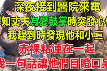 深夜接到醫院來電，得知丈夫為愛鼓掌時突發心梗，我趕到時發現他和小三赤裸粘連在一起，我一句話讓他們目瞪口呆！#情感故事 #真情故事會 #为人处事 #爽文