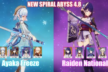 C0 Ayaka Freeze & C0 Raiden National | NEW Spiral Abyss 4.8 | Genshin Impact