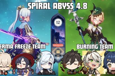 Ayaka Freeze & Emilie Burning | Spiral Abyss 4.8 Floor 12 | Genshin Impact