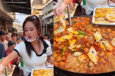 The kind and beautiful sister cooks free meals for the old people on the street