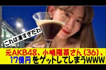 元AKB48、小嶋陽菜さん(36)、17億円をゲットしてしまうｗｗｗｗｗｗネットの反応/なんj/2ch/5ch/反応集/スレまとめ/ゆっくり
