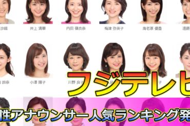 【速報】 フジテレビ女性アナウンサー人気ランキング発表 #今日の速報,#三上真奈,#海老原優香,#宮司愛海,#井上清華,#竹俣紅,#フジテレビアナ,#人気アナウンサー,#女性アナウンサー,