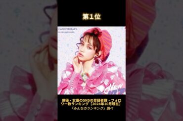 俳優・女優のSNSの登録者数・フォロワー数ランキング（2024年10月）#shorts