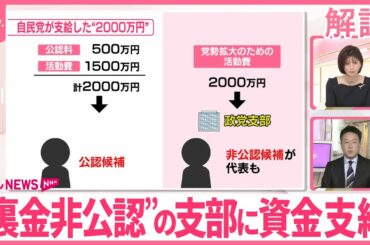 【解説】適切か  自民党“裏金非公認”の支部に2000万円支給  野党は「ステルス支援」と批判