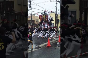 原田町だんじり試験曳き　9月22日 大雨　ENEOS前