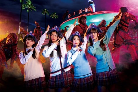 『ユニハロ』TVCMに出演する櫻坂46（左から）山下瞳月、山崎天、谷口愛季、中嶋優月（画像提供： ユニバーサル・スタジオ・ジャパン） 