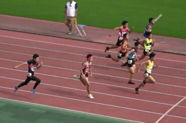 20241102131008宮崎県中学秋季1男100ｍ決勝 戸髙 結斗1/宮崎(三股)12"01