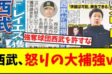 西武ライオンズさん、怒りの大補強ｗｗｗｗｗｗｗ　　　　　　　　　　　　　　　【レイエス】【大山】【せでーにょ】