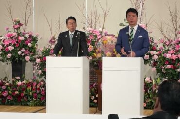福岡市長 高島 宗一郎 福岡県と福岡市による一人一花運動についての連携に関する共同発表に出席しました