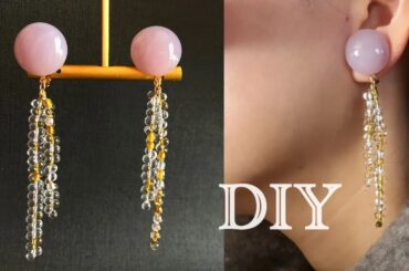 【簡単すぎる・大人可愛いドロップビーズのロングイヤリング（ピアス）】│綺麗に仕上げるたった1つのコツ│ハンドメイドアクセサリー│ハンドメイド