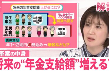 【将来の“年金支給額”】増える？…改革案の中身  「増税」「赤字国債」も？  “106万円の壁”は撤廃へ【#みんなのギモン】