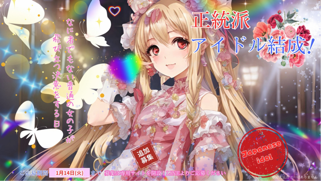 株式会社ノマド「kawaii!」がテーマの正統派アイドル メンバー募集|オーディションプラス オーディション 株式会社ノマド「kawaii!」がテーマの正統派アイドル メンバー募集 未経験者歓迎 主催:株式会社ノマド Nomad Digital Dimension、カテゴリ:アイドル(正統派)