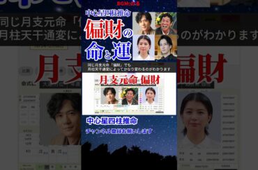 四柱推命経験者必見★偏財 命と運 初級7 #偏財の女 #偏財の男 #独立開業 #開業 #稲垣吾郎 #明石家さんま #佐久間由衣 #山下智久 #月支元命  #四柱推命 #運勢 #Shorts